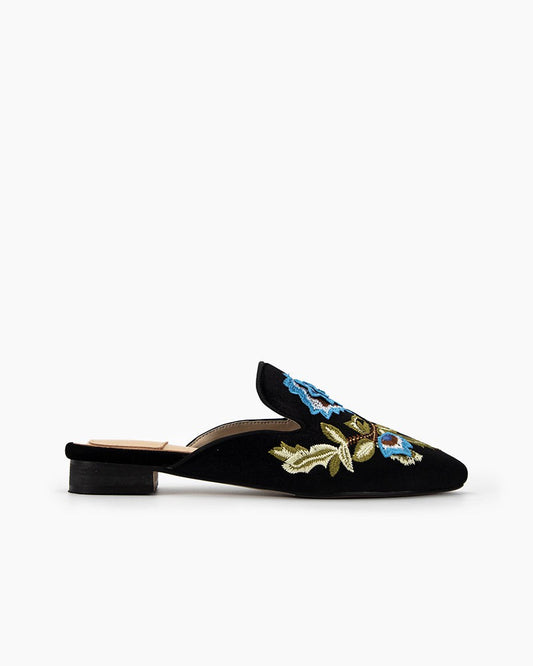 Embroidery Mule Flats