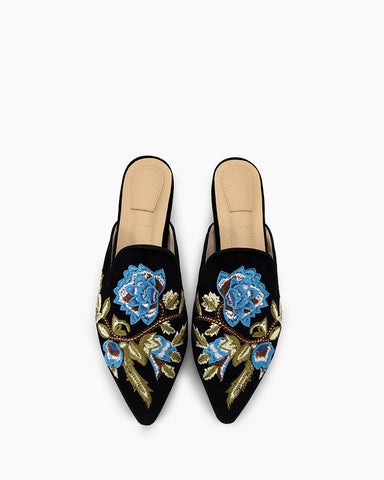 Embroidery Mule Flats