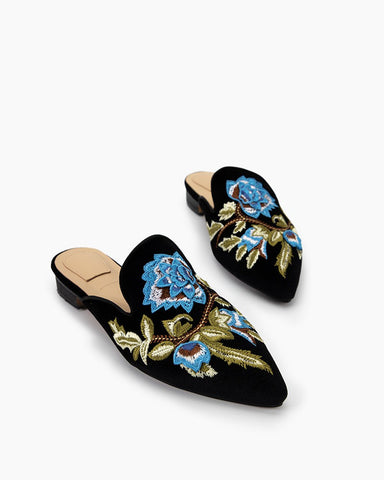 Embroidery Mule Flats