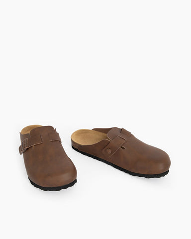 Oiled Leather Soft Footbed Clog Mules