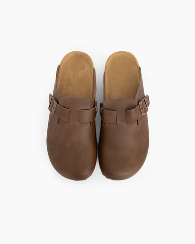 Oiled Leather Soft Footbed Clog Mules