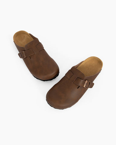 Oiled Leather Soft Footbed Clog Mules