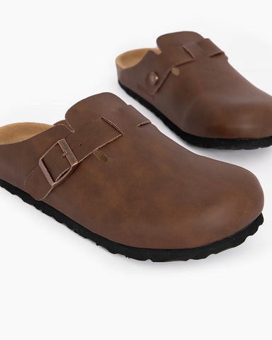 Oiled Leather Soft Footbed Clog Mules