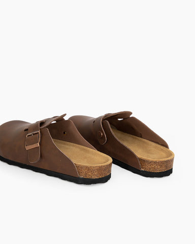 Oiled Leather Soft Footbed Clog Mules