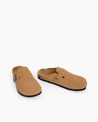 Oiled Leather Soft Footbed Clog Mules