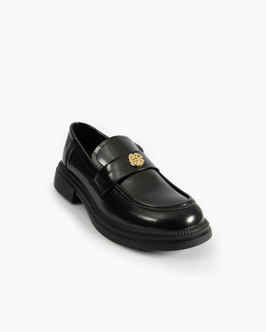 Camellia Fasteners Patent Leather Chunky Loafers