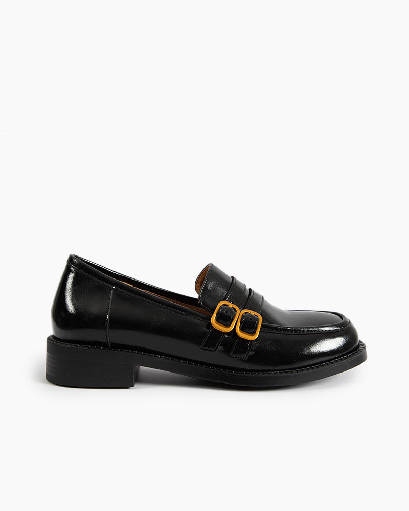 Adjustable Strap Soft Leather Falt Loafers