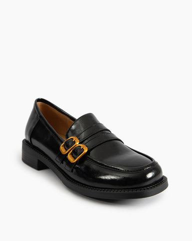 Adjustable Strap Soft Leather Falt Loafers