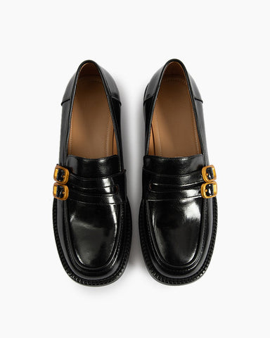 Adjustable Strap Soft Leather Falt Loafers