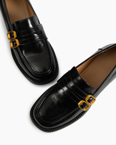 Adjustable Strap Soft Leather Falt Loafers