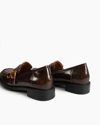 Adjustable Strap Soft Leather Falt Loafers