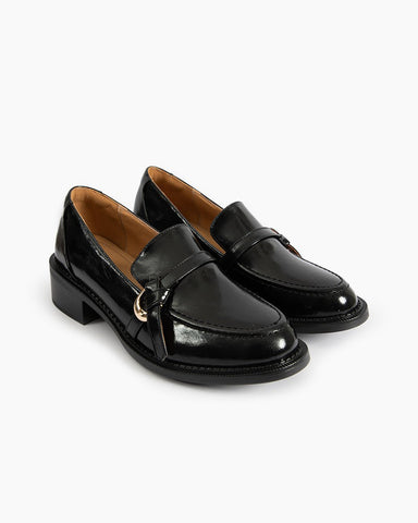 Comfortable Leather Slip On Chunky Loafers