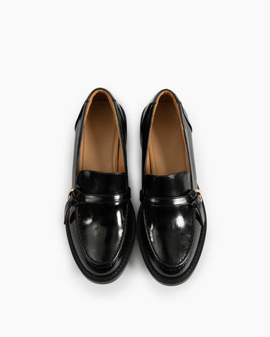 Comfortable Leather Slip On Chunky Loafers