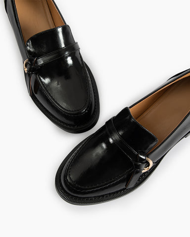 Comfortable Leather Slip On Chunky Loafers