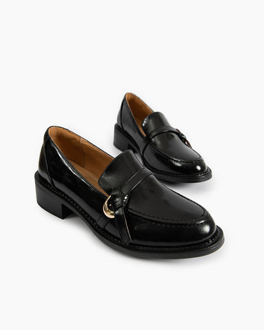 Comfortable Leather Slip On Chunky Loafers