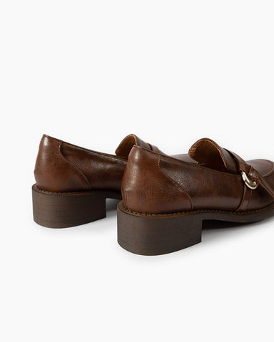 Comfortable Leather Slip On Chunky Loafers