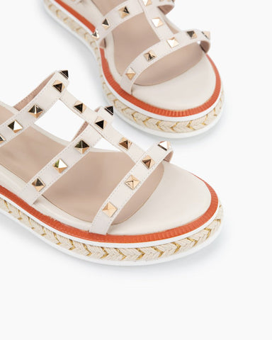 Espadrille Wedges Slides Rivets Sandals