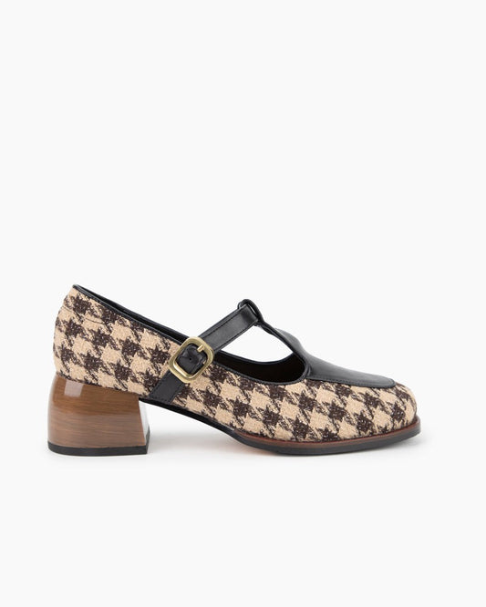 Houndstooth-Chunky-Block-Heel-Mary-Janes-Pumps