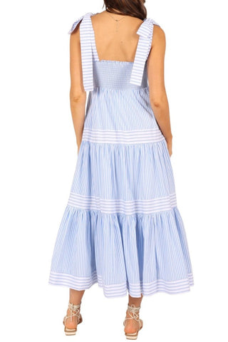 Striped Paneled Cotton Casual Longdress