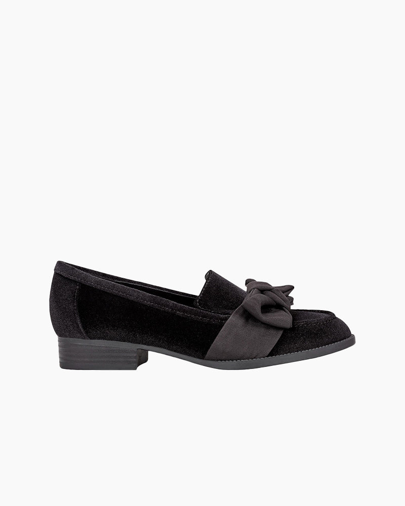 [Pre-Order] Low-heeled Round-toe Bow Loafers