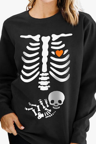 Halloween Skeleton Retro Crew Neck Sweatshirt