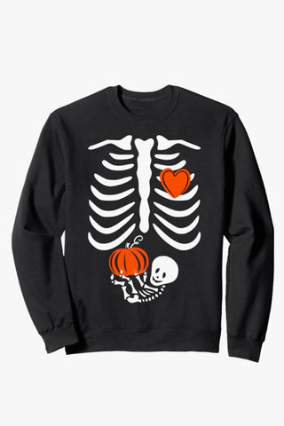 Halloween Skeleton Retro Crew Neck Sweatshirt