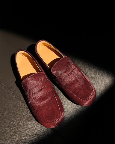 Calf Hair Premium Leather Penny Loafers