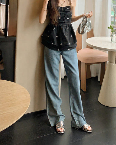 Cutout Strap Leather Mid Block Heel Slide Sandals