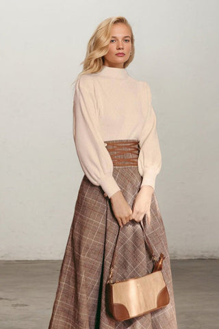 Countryside Calm High-Neck Long Sleeve Maxi Skirt Suit