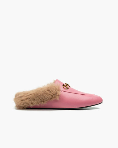 Alina Elegant Leather Backless Fur Slip-On Mules