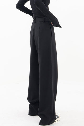 Asymmetrical Layer Button Wide Leg Dress Pants