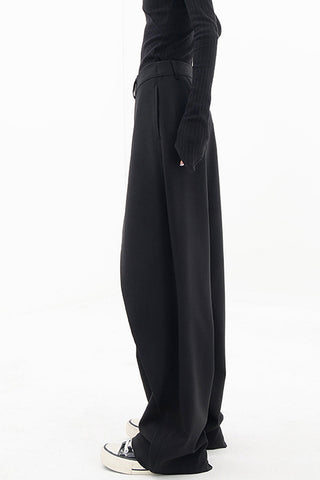 Asymmetrical Layer Button Wide Leg Dress Pants