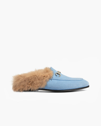 Alaia Urban Elegance Fur Suede Flat Mules