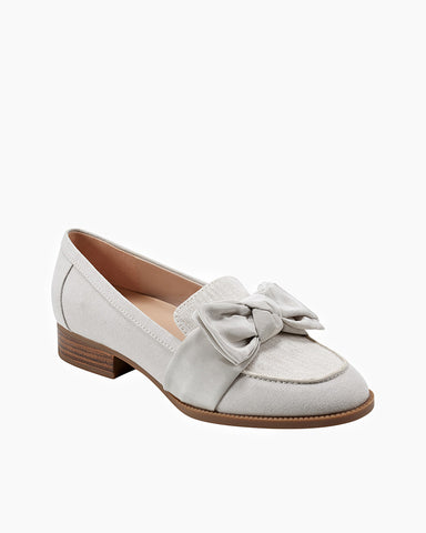 [Pre-Order] Low-heeled Round-toe Bow Loafers