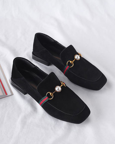 Pearl Buckle Matching Loafers