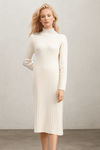 Soft Half-high Collar Thickened Knee-length A-line Dress