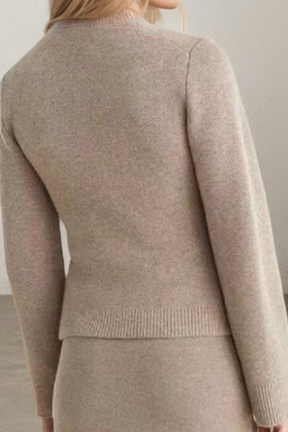 Warm Embrace-Round Neck Solid Color Knitted Jacket Cardigan