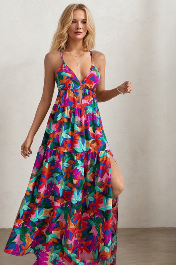 Printed Full Dexy Women's Strappy Bohemian Dress