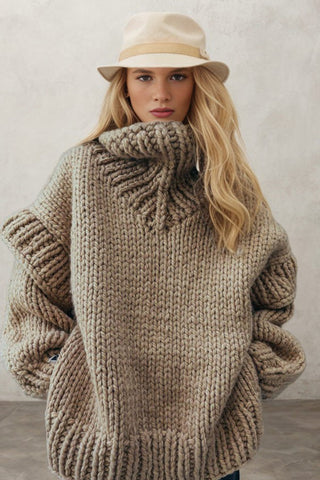 Golden Hour Glow-Puffy Long Sleeve Turtleneck Sweater