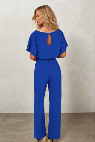 Waist-Cinched Short-sleeved Mid-rise Jumpsuit