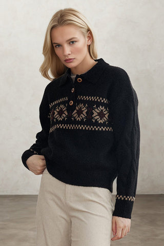 Countryside Calm Mock Neck Long Sleeve Wool Sweater