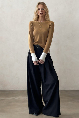 Elegant and simple Suited wide-legged pants