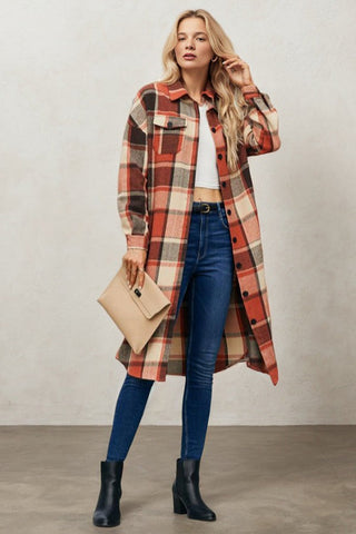 Casual Plaid Oversized Plaid Button Up Blouse