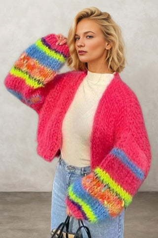 Harvest Hues Colorful Striped Cardigan