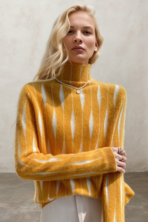 Regular Fit Striped Urban Turtleneck Sweater