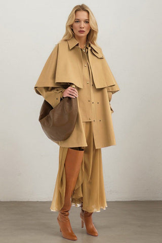 Pre Order Classic Cotton Gabardine Trench Coat & Cape Set