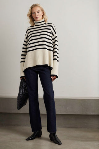 Casual Turtleneck Striped Sweater