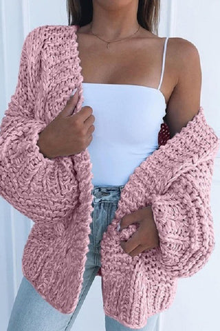 Cardigan Knitted Scarf Collar Long Sleeve Sweater