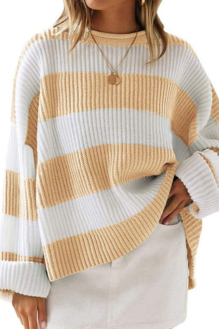 Autumn Breeze Colorblock Striped Bell Sleeve Cardigan