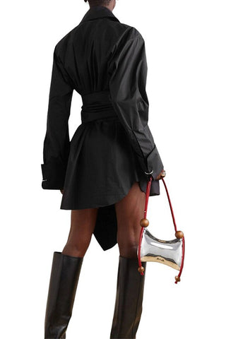 Stylish Single Breasted Metal Buckle Belt Shirtdress